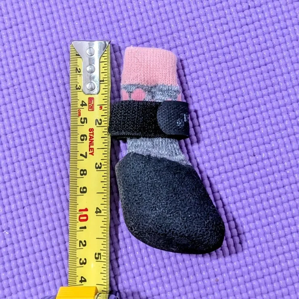 Pink & Gray Anti-slip Dog Socks & Paw Stickers Bundle XS/S